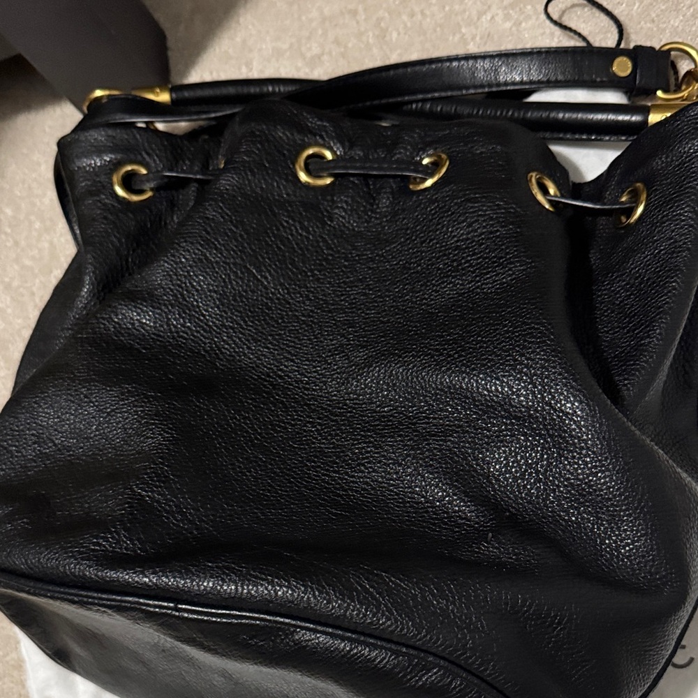Marc by Marc Jacobs Black Leather Shoulder bucket Bag with Gold Accents - Picture 4 of 5
